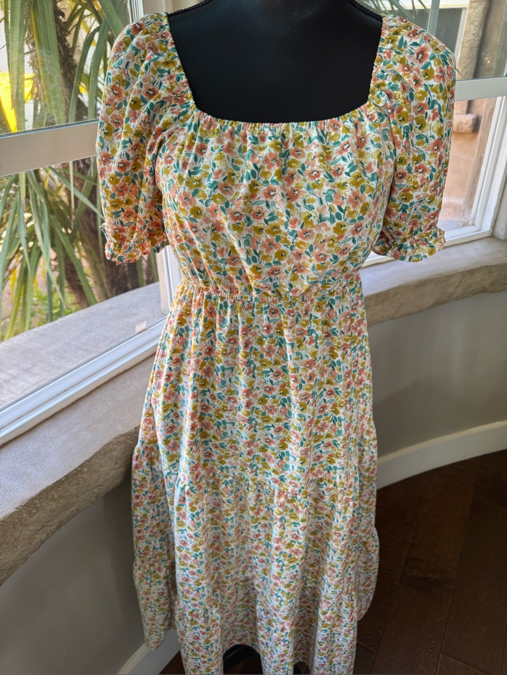 Hayden Los Angeles Floral Square-Neck Puff Sleeve Dress Women’s Size Small - Picture 4 of 12